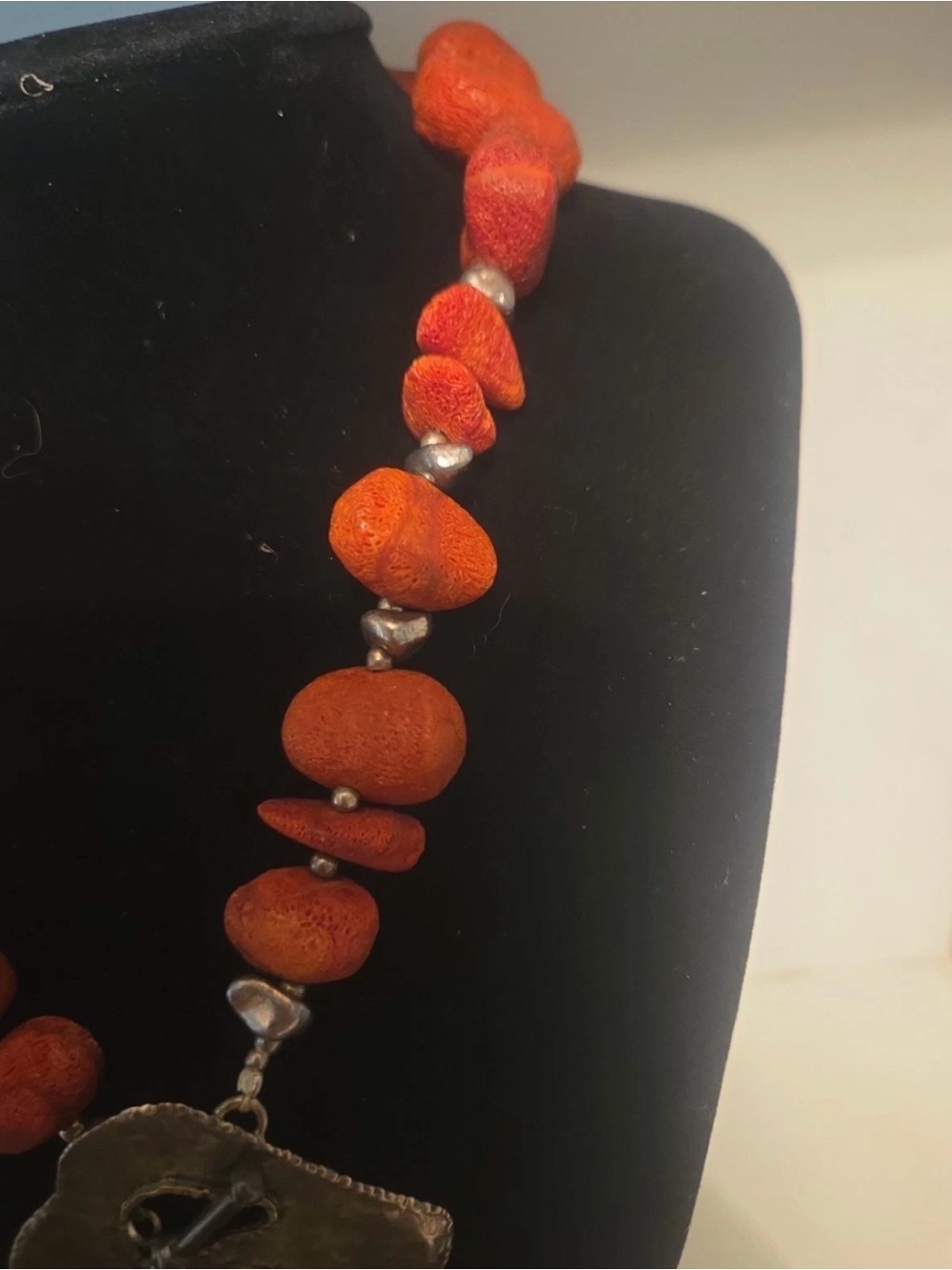 SILPADA-Sterling Silver
Hammered Red Sponge Coral
Front Toggle Necklace - Picture 3 of 8